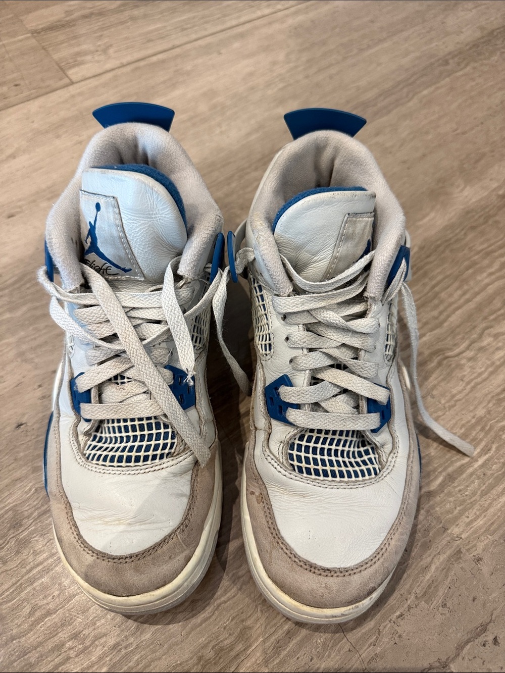 Jordan Kids White and Blue Retro Basketball Sneakers